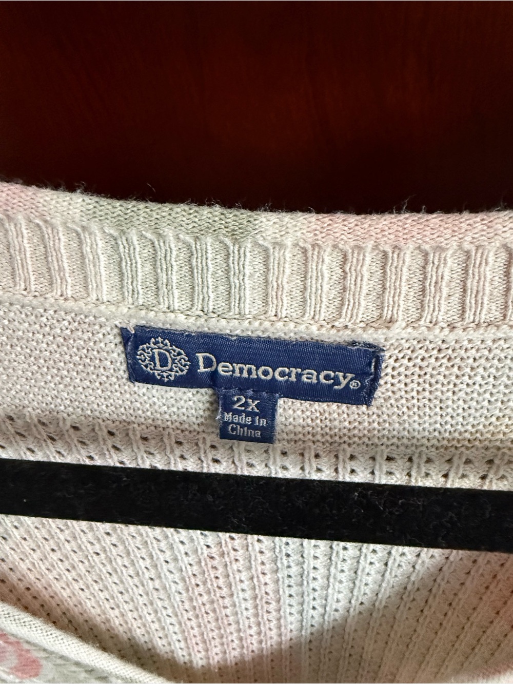 Democracy Floral V-Neck Sweater in Pink, Sage & Cream - Picture 2 of 5
